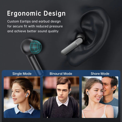 Wireless Earbuds, Bluetooth 5.1 Earbuds Noise Cancelling Wireless Headphones, Deep Bass with Type C Charging Case Waterproof Built-In Mic Headset for Iphone Android Black