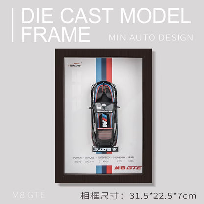 3D Wooden Photo Frame with 1/32 Diecast Metal Miniature Toy Car, 12 Inches Wall Decoration Suitable for Modern Style Living Room