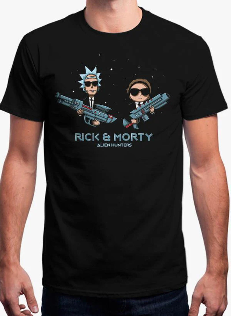 ALIEN HUNTERS - RICK and MORTY Black T-Shirt