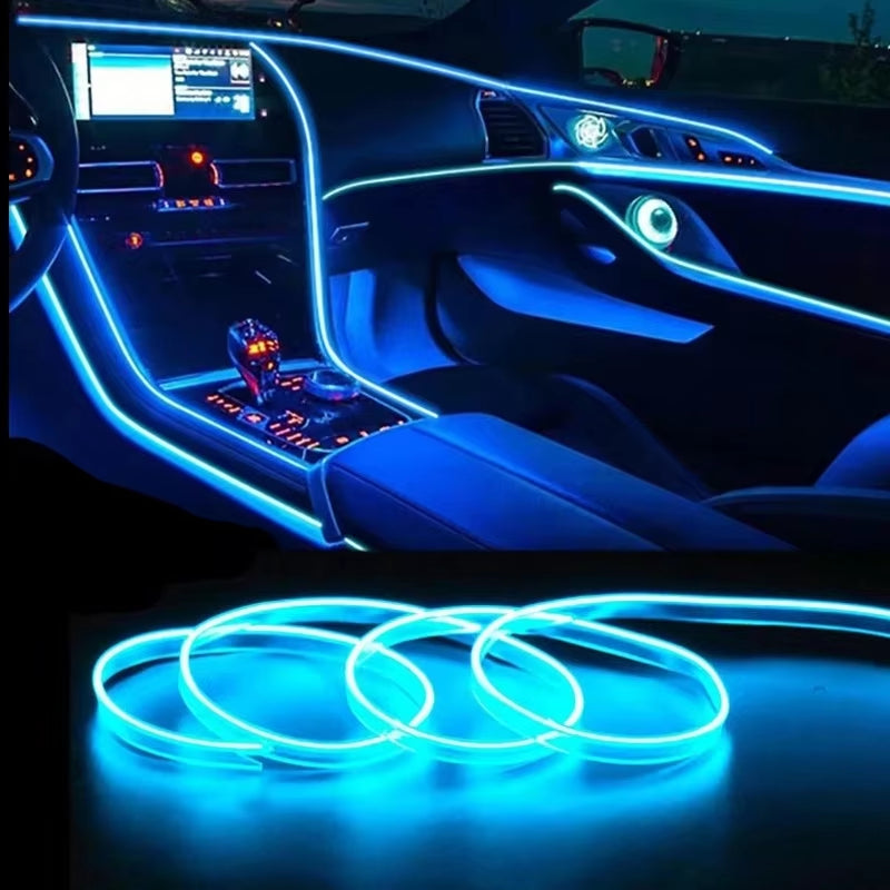 Car Interior Lighting Decorative Led Lights EL Wiring Neon Strip Auto Flexible Ambient Light USB Party Atmosphere Lamp Accessory