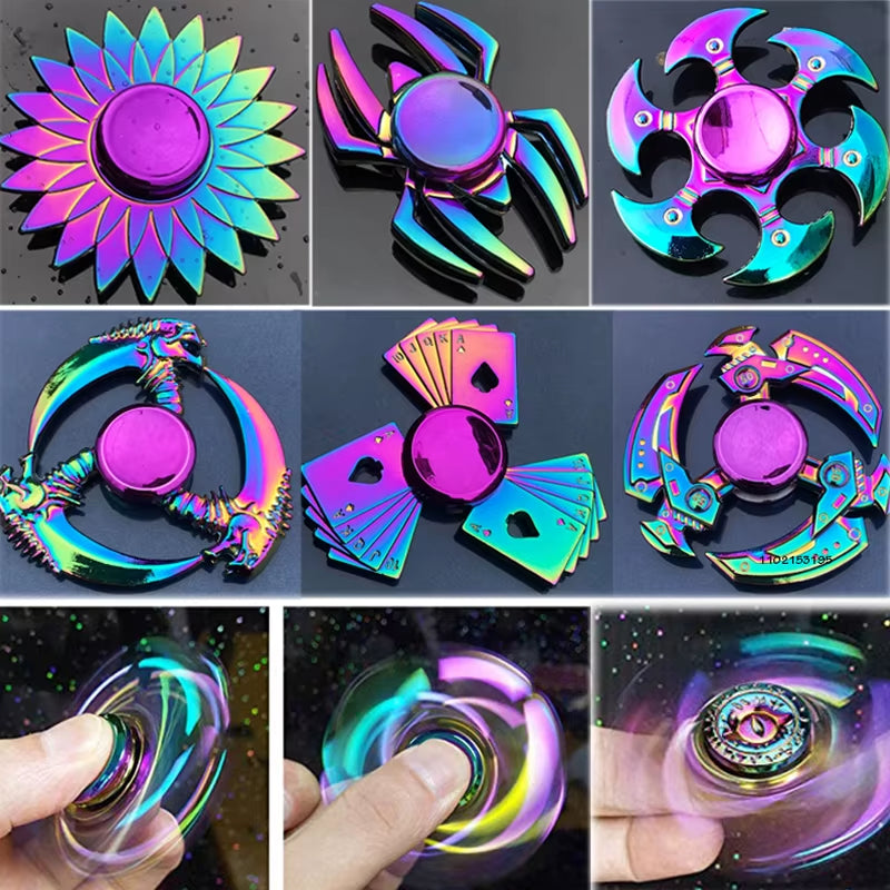 21 Styles Colorful Fidget Spinner Stress Relief Hand Spinner Metal EDC Spinner Desk Gyroscope Toys Adult Kids Gifts Fidget Toys